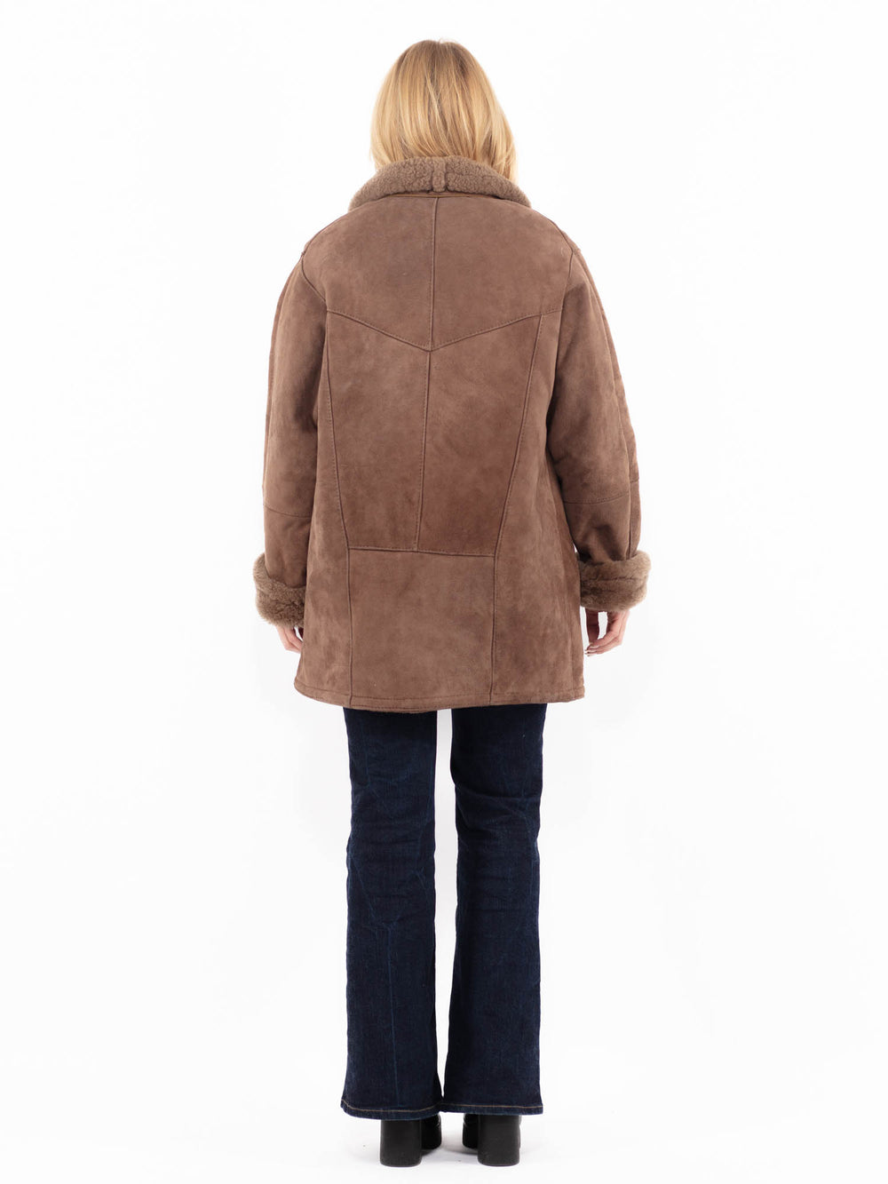 Vintage 90's Women Sheepskin Coat in BrownA1093