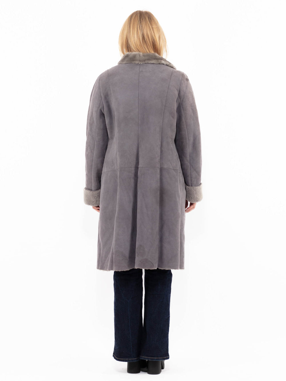 Vintage 90's Women Sheepskin Coat in GrayA1096