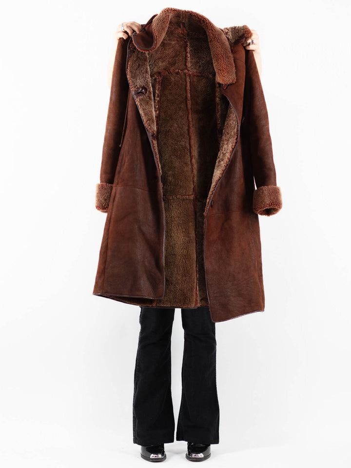 Vintage 90's Women Sheepskin Coat in BrownV9765