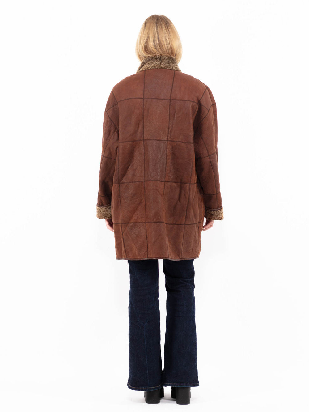 Vintage 90's Women Sheepskin Coat in BrownA1099