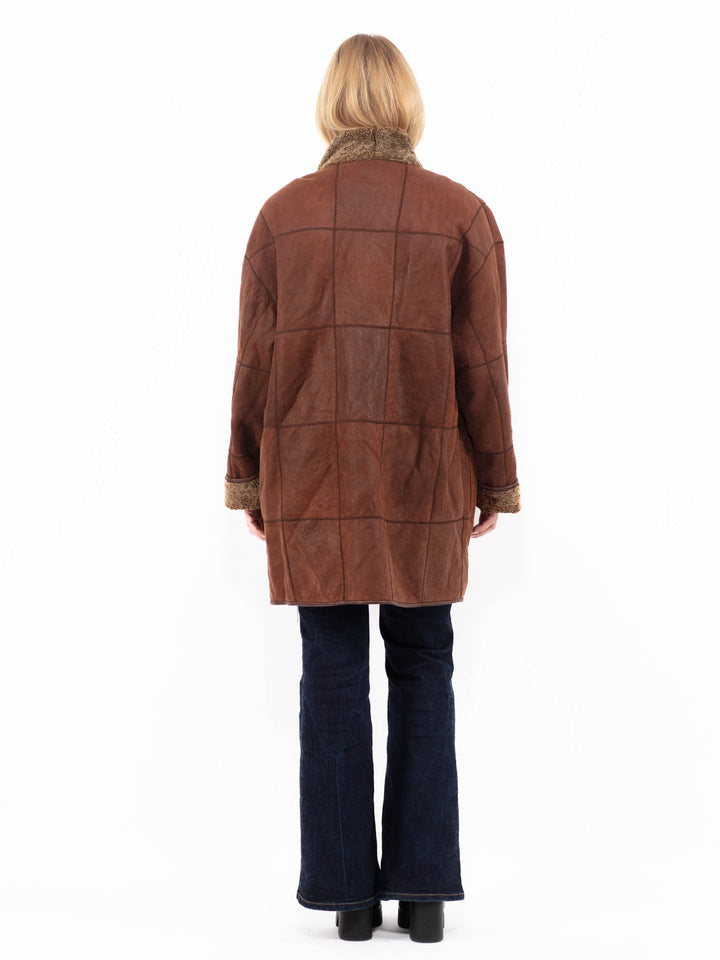Vintage 90's Women Sheepskin Coat in BrownA1099
