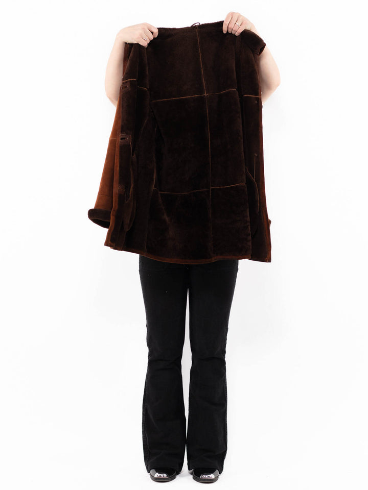 Vintage 90's Women Sheepskin Coat in BrownA0895