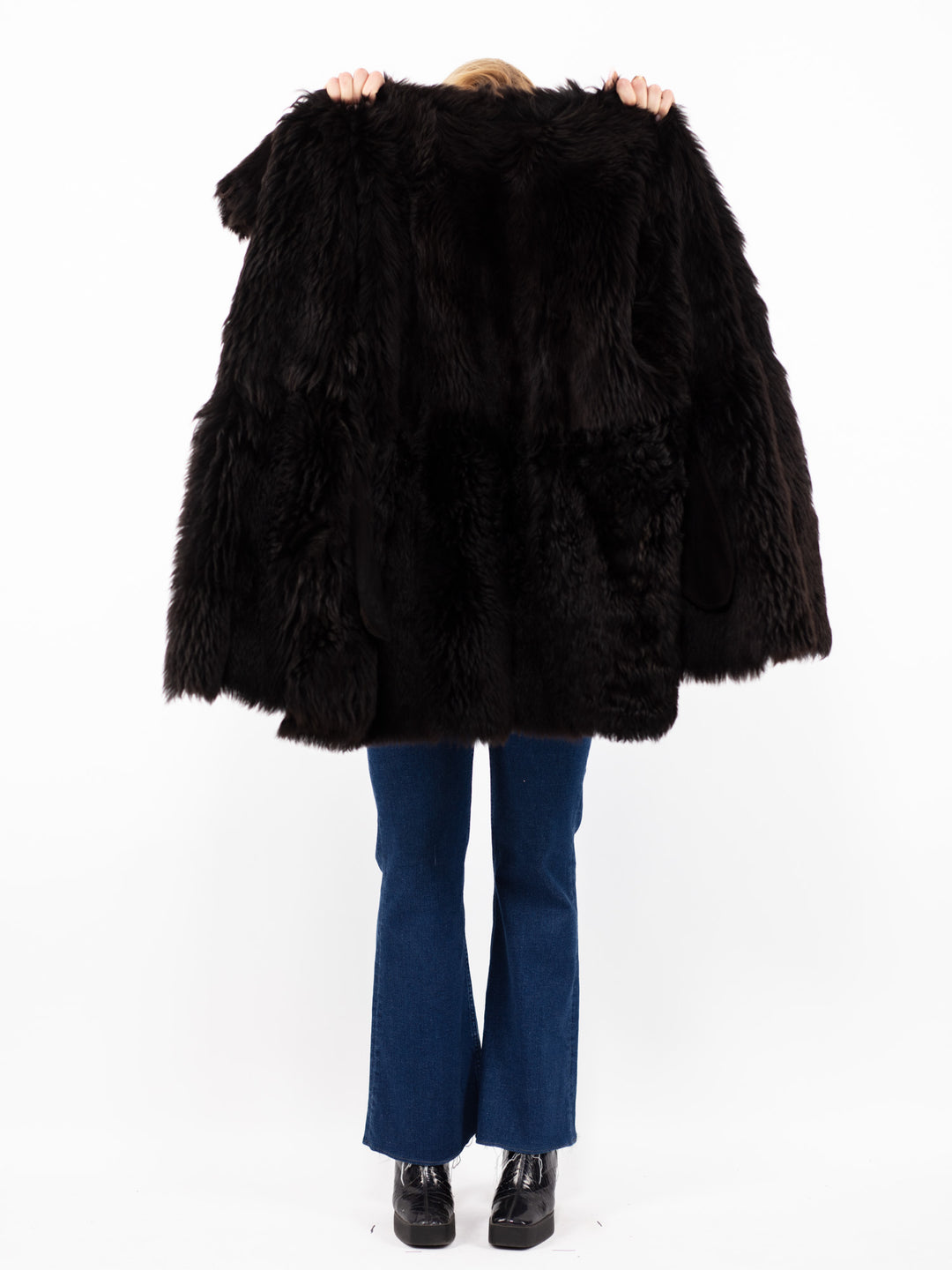 Vintāžas 90. gadu Penny Lane aitas ādas mētelis brūnā krāsā