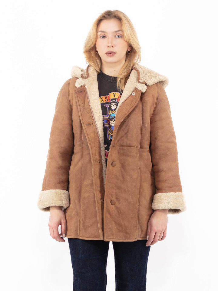 Vintage 90's Women Sheepskin Coat in BrownA1116