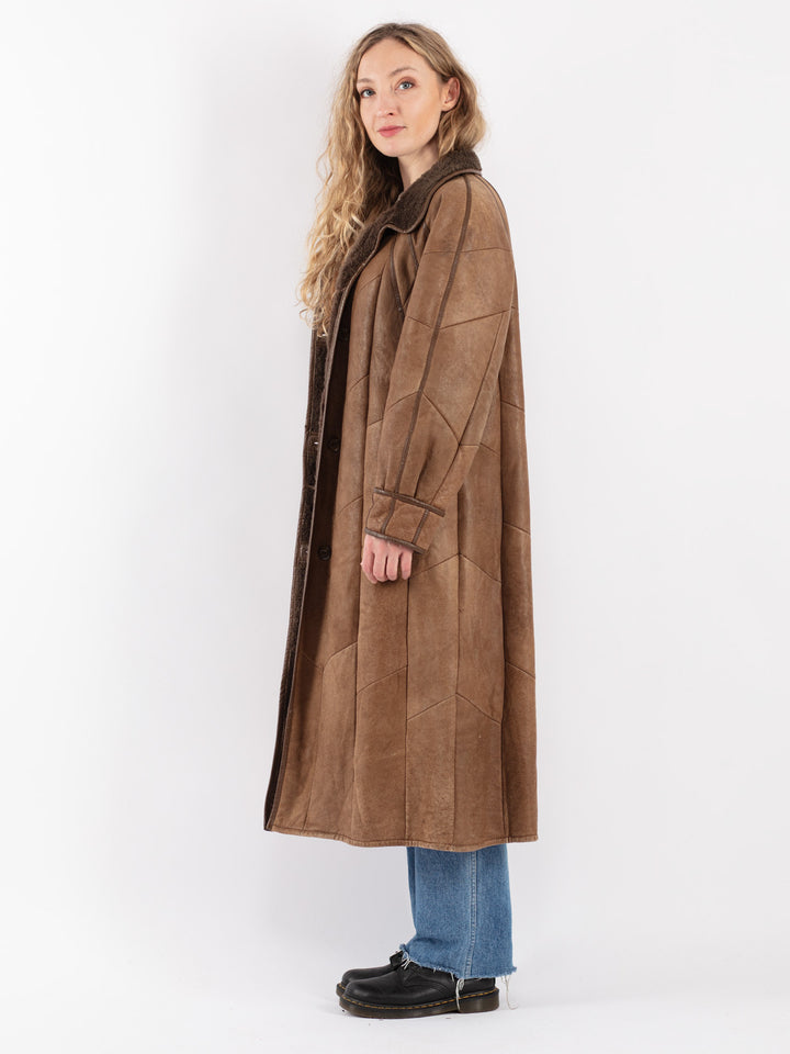 Vintage 90's Women Sheepskin Coat in BrownV9058
