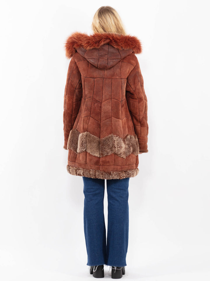 Vintage 90's Women Sheepskin Coat in BrownA0419