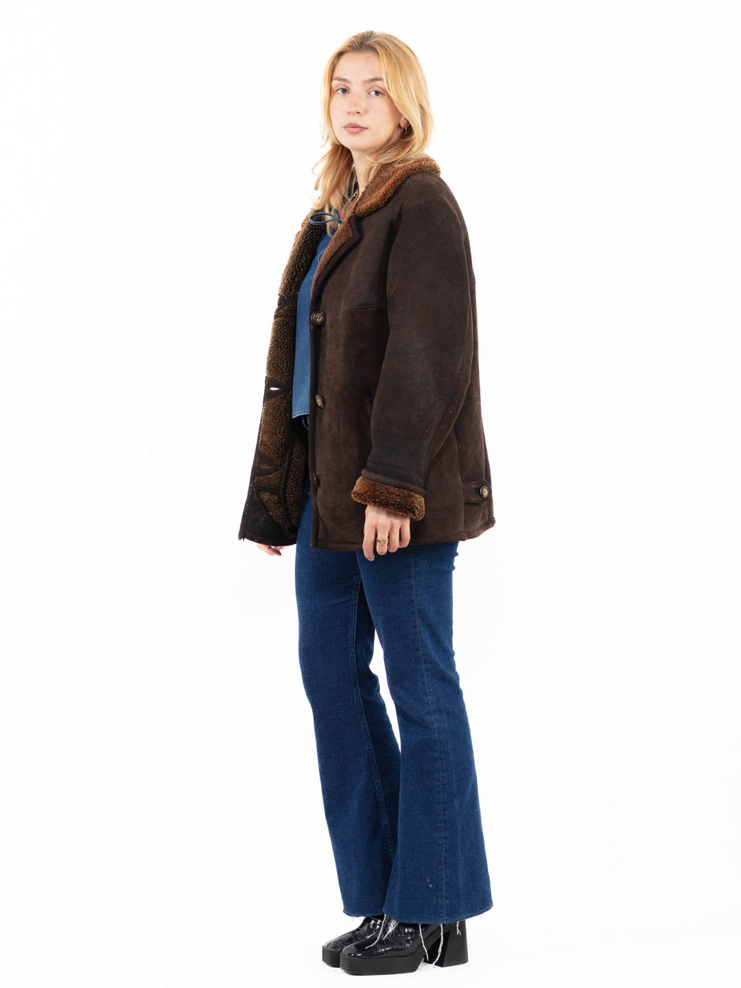 Vintage 90's Women Sheepskin Coat in BrownA0110