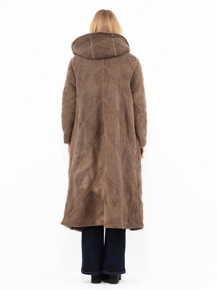 Vintage 90's Women Sheepskin Coat in BrownA1164
