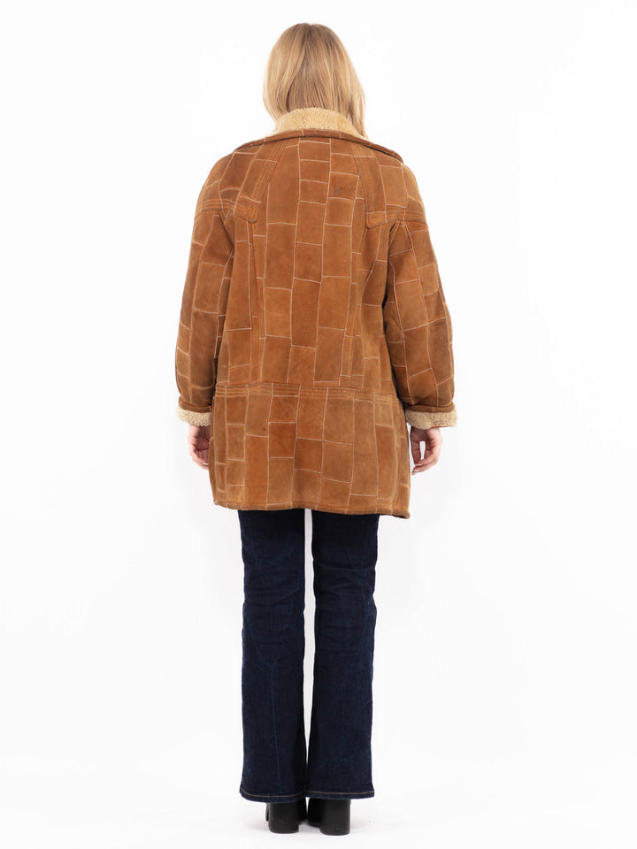 Vintage 90's Women Sheepskin Coat in BrownA1165