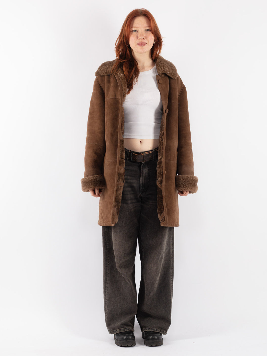 Vintage 90's Women Sheepskin Coat in BrownV8513