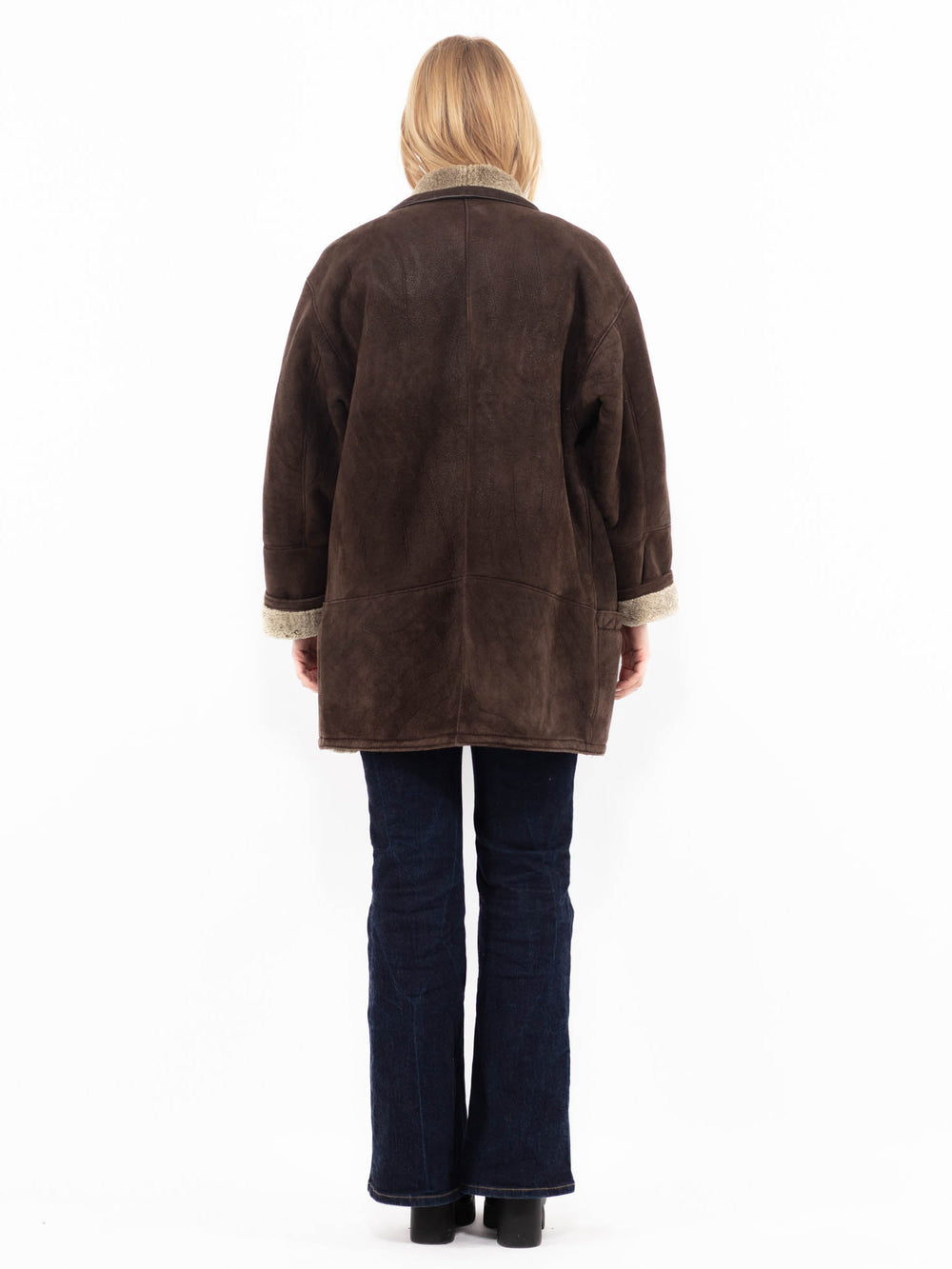 Vintage 90's Women Sheepskin Coat in BrownA1175