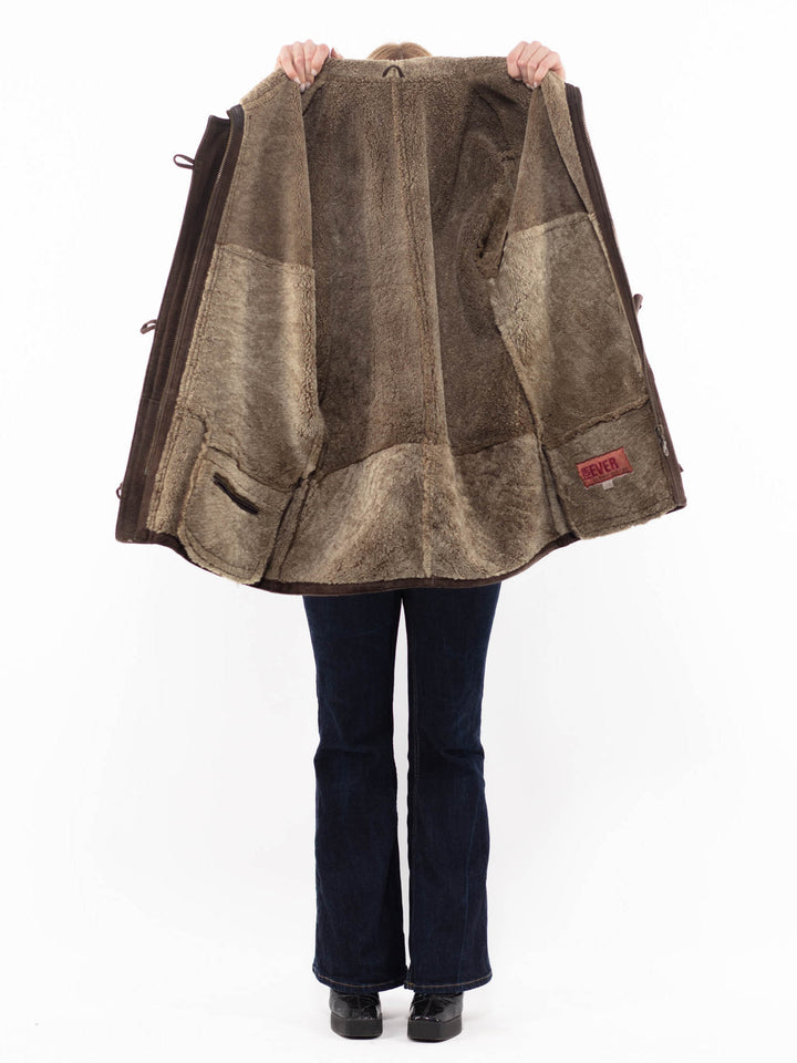 Vintage 90's Women Sheepskin Coat in BrownA1175