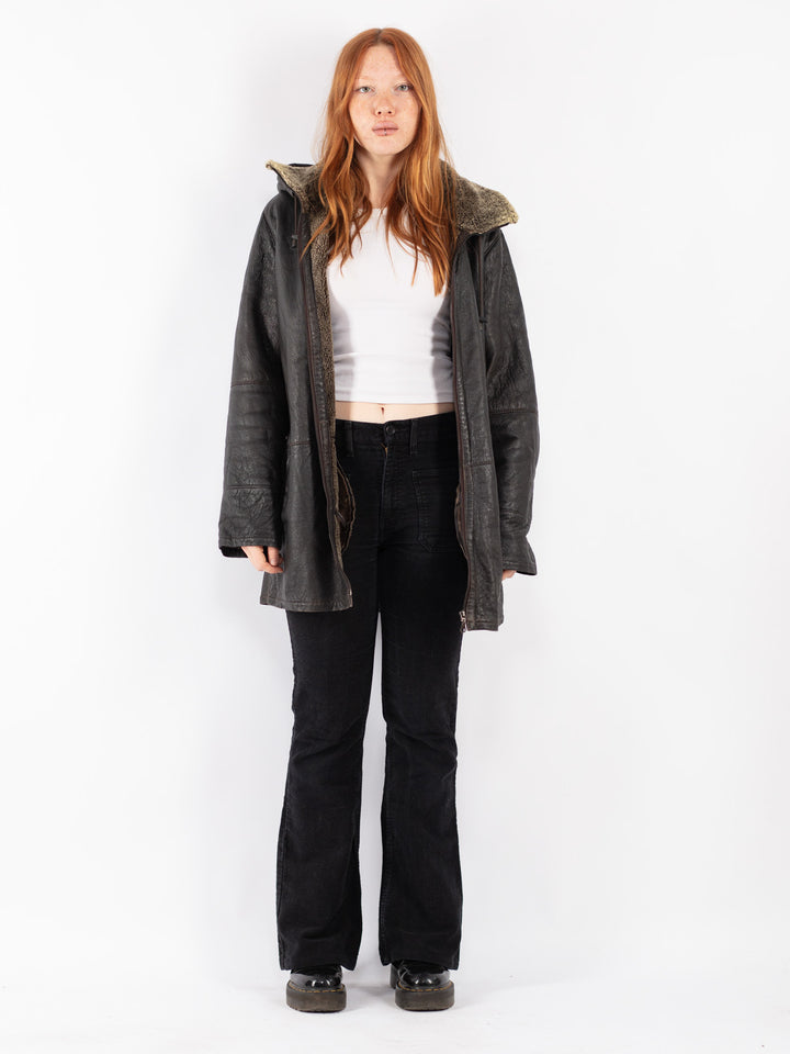 Vintage 90's Women Sheepskin Coat in Brown