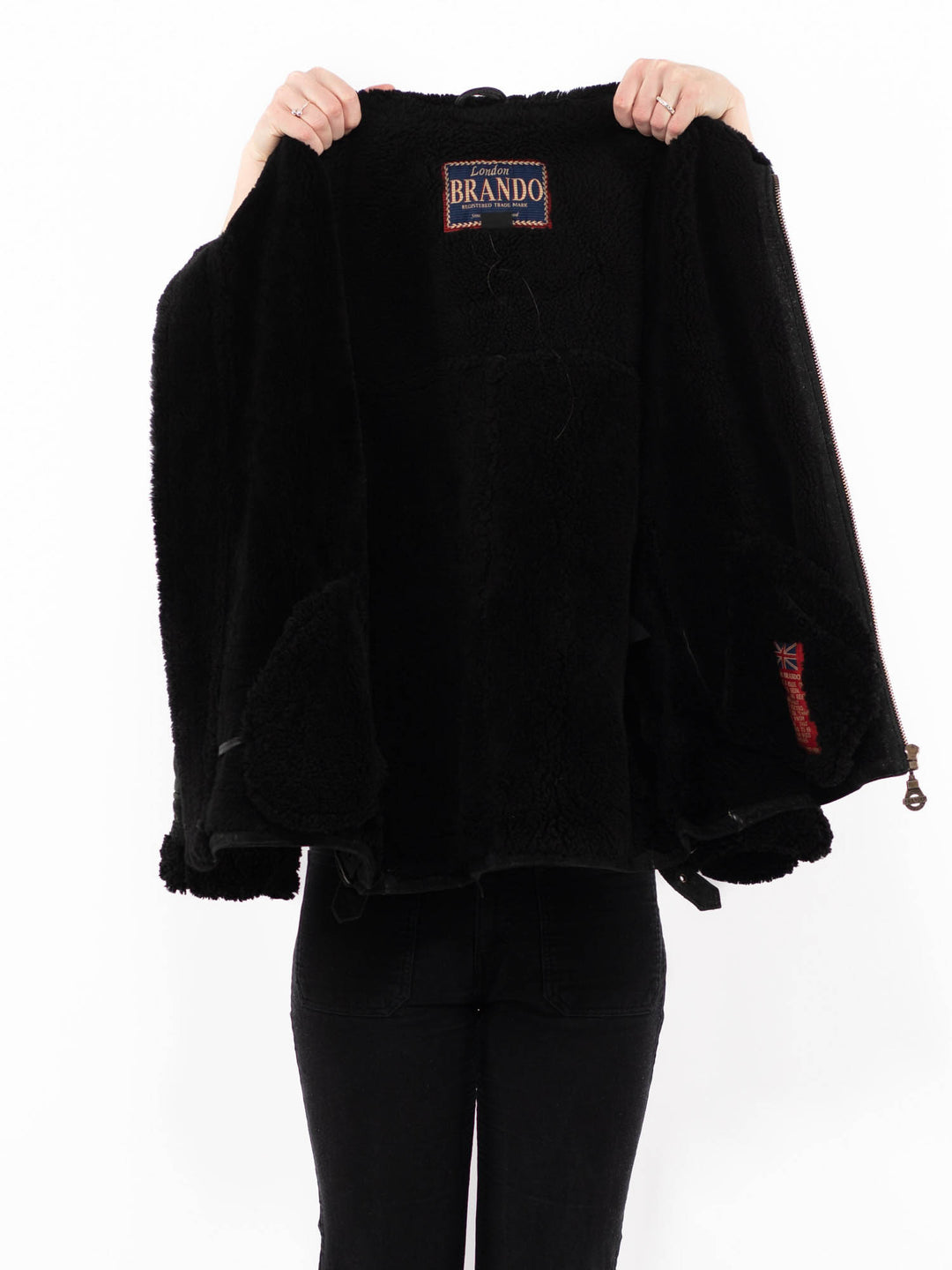 Vintage 90's Women Sheepskin Jacket in BlackA0875