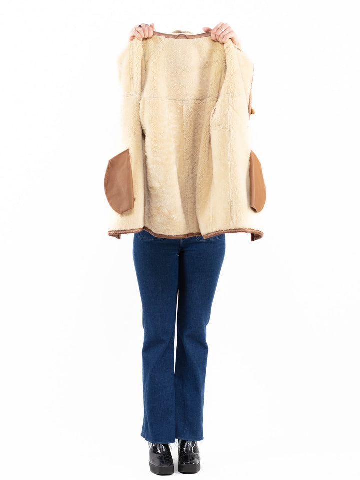 Vintage 90's Women Sheepskin Jacket in BeigeA0054