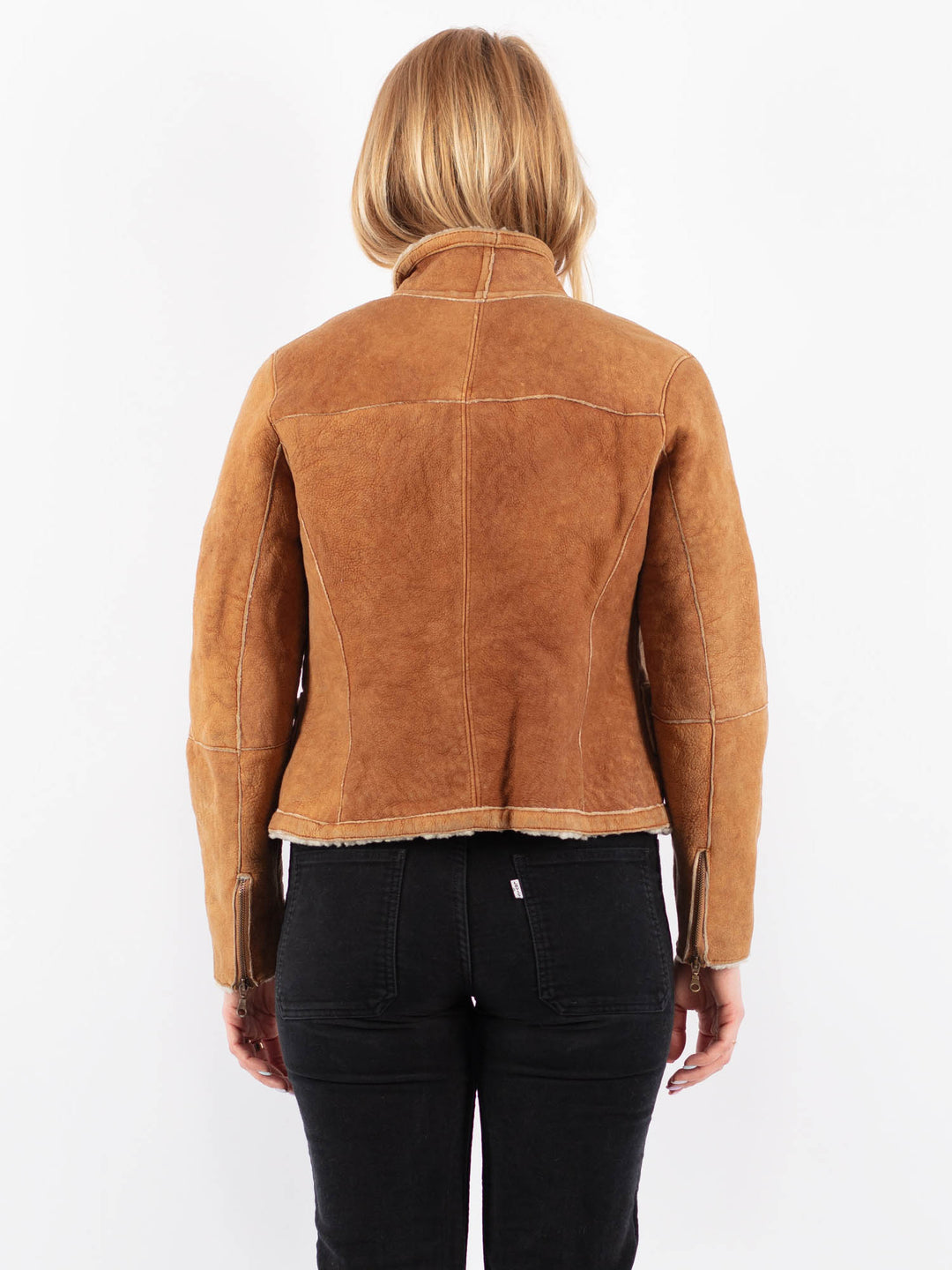 Vintage 90's Women Sheepskin Jacket in BrownV9675
