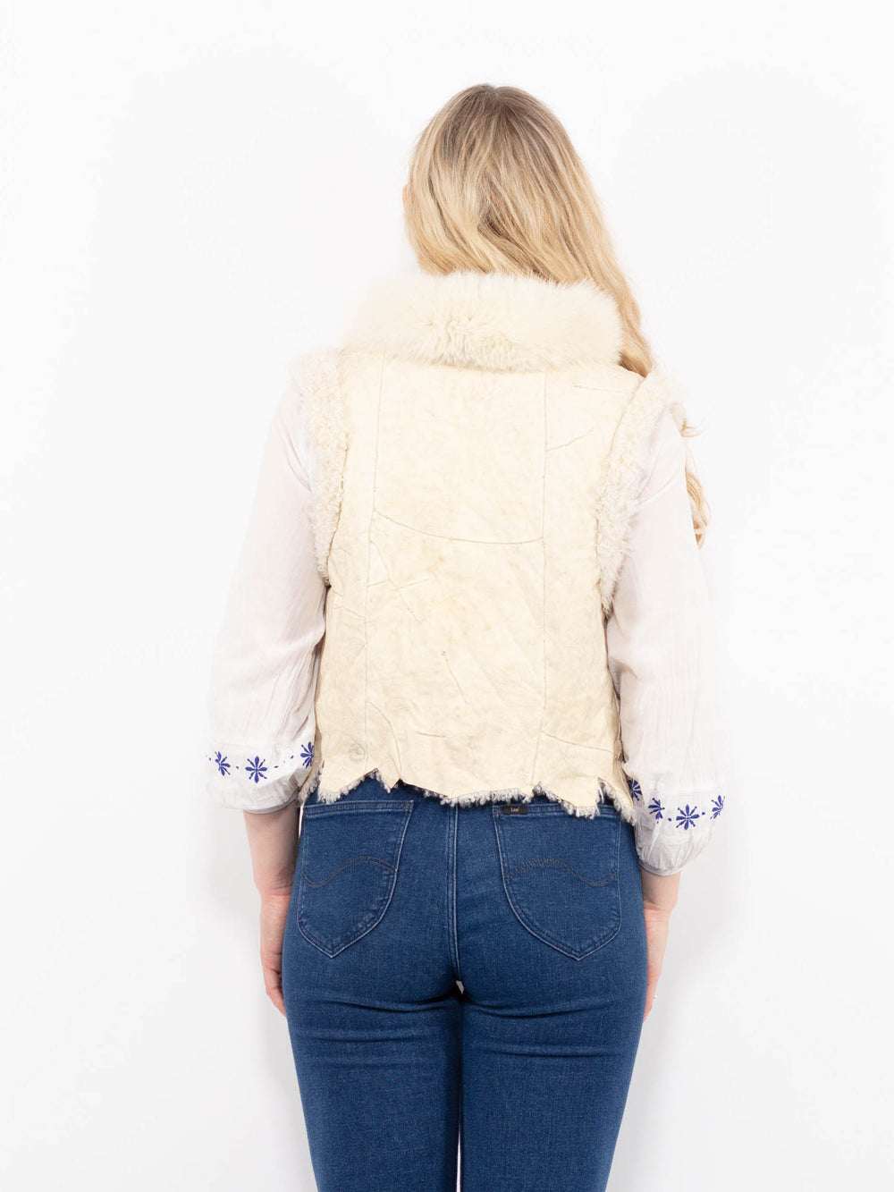 Vintage 90's Women Sheepskin Vest in WhiteA1047