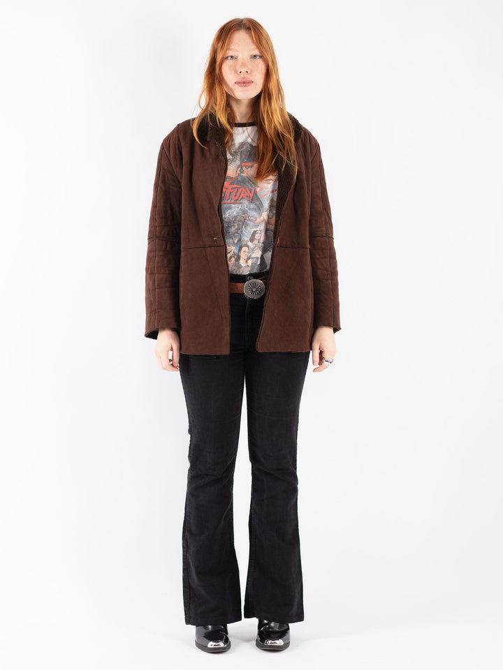 Vintage 90's Women Sherpa Coat in Brown