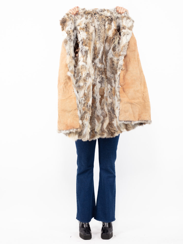 Vintage 90. gadu Penny Lane zamšādas kažoks bēšā krāsā