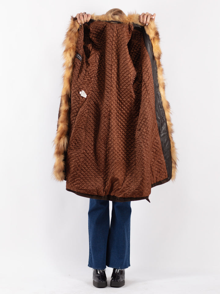 Vintage 90's Women Suede Coat in Brown