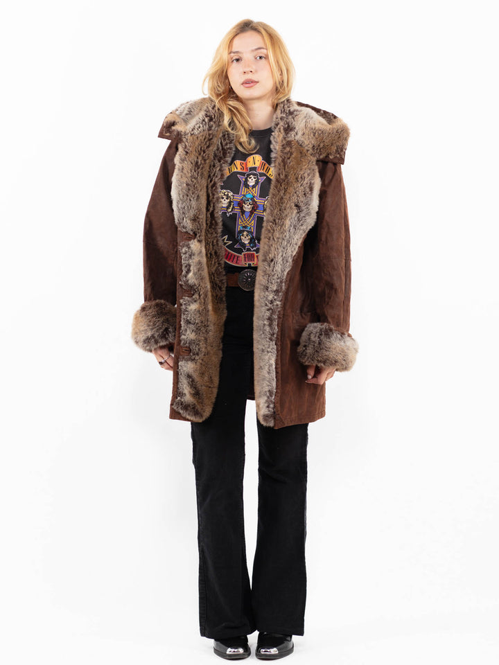 Vintage 90's Women Suede Sherpa in BrownA0191