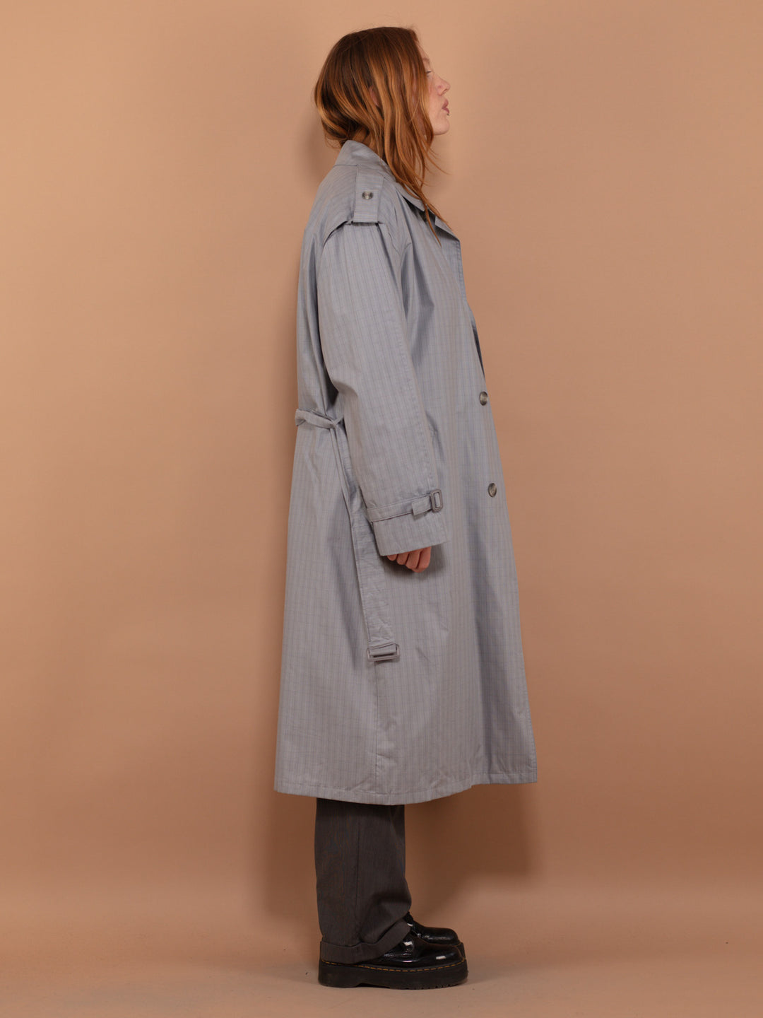 Vintage 90's Women Trench Coat in Light Gray - NorthernGrip
