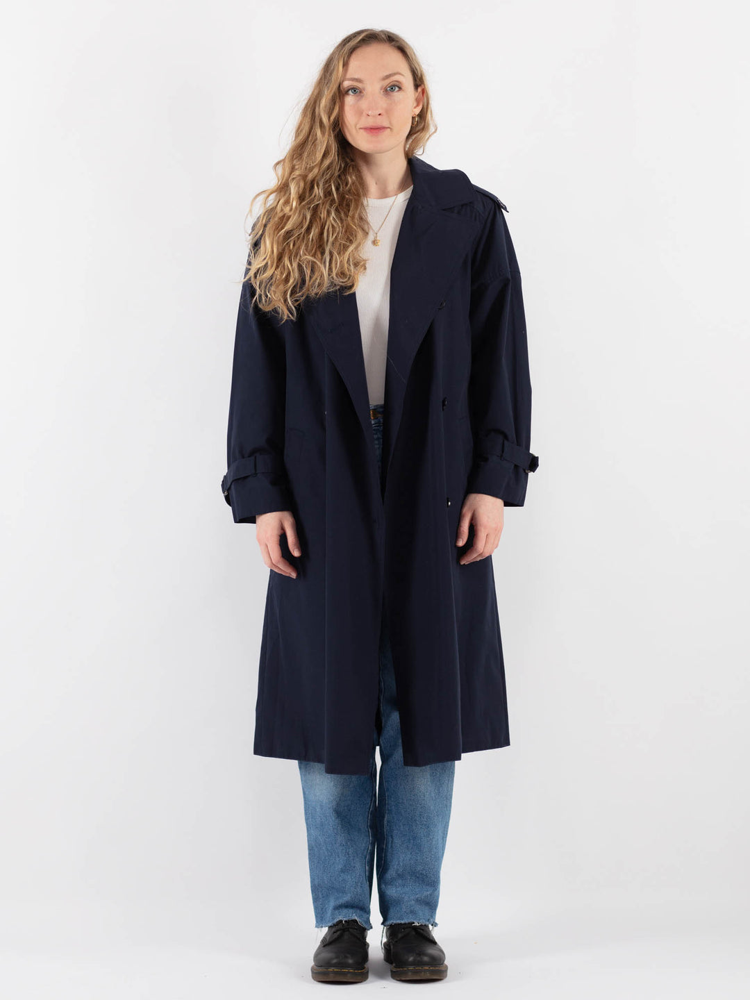 Vintage 90's Women Trench Coat in Blue
