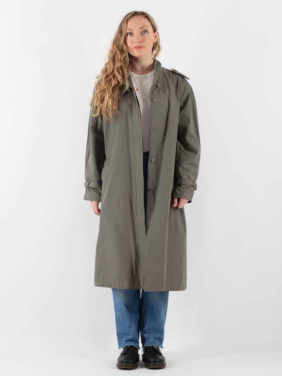 Vintage 90's Women Trench Coat in Khaki