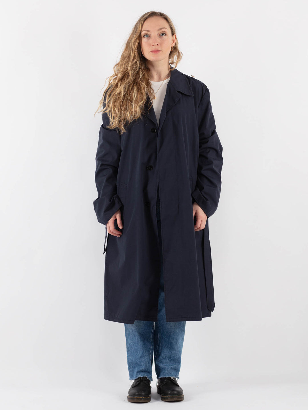 Vintage 90's Women Trench Coat in Blue