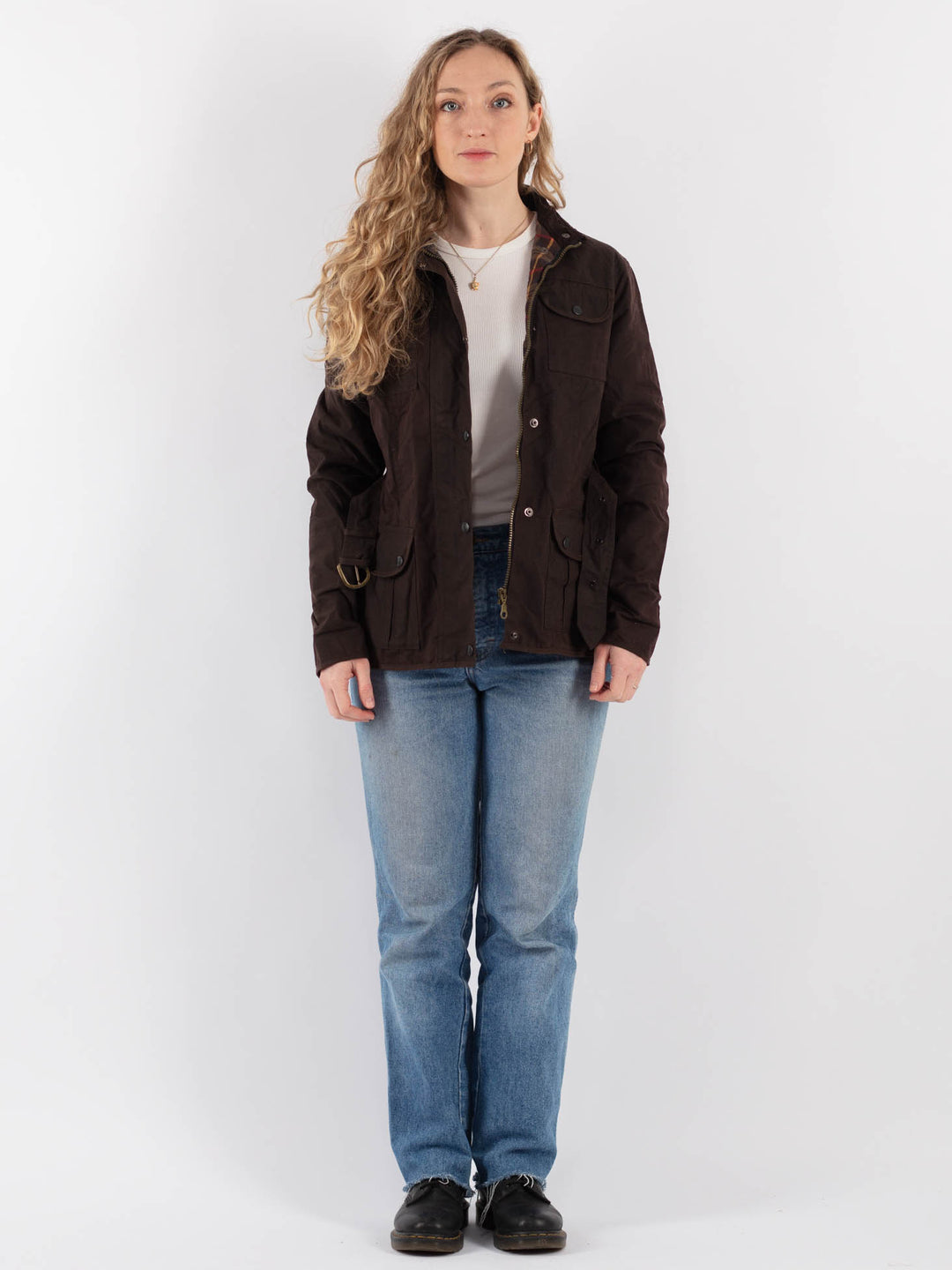 Vintage 90's Women Waxed Cotton Jacket in Brown - NorthernGrip