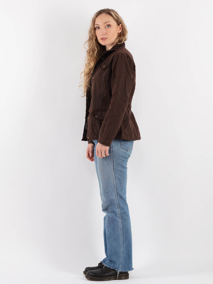 Vintage 90's Women Waxed Cotton Jacket in Brown - NorthernGrip