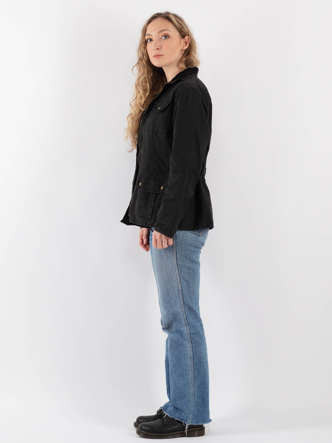 Vintage 90's Women Waxed Cotton Jacket in Black - NorthernGrip