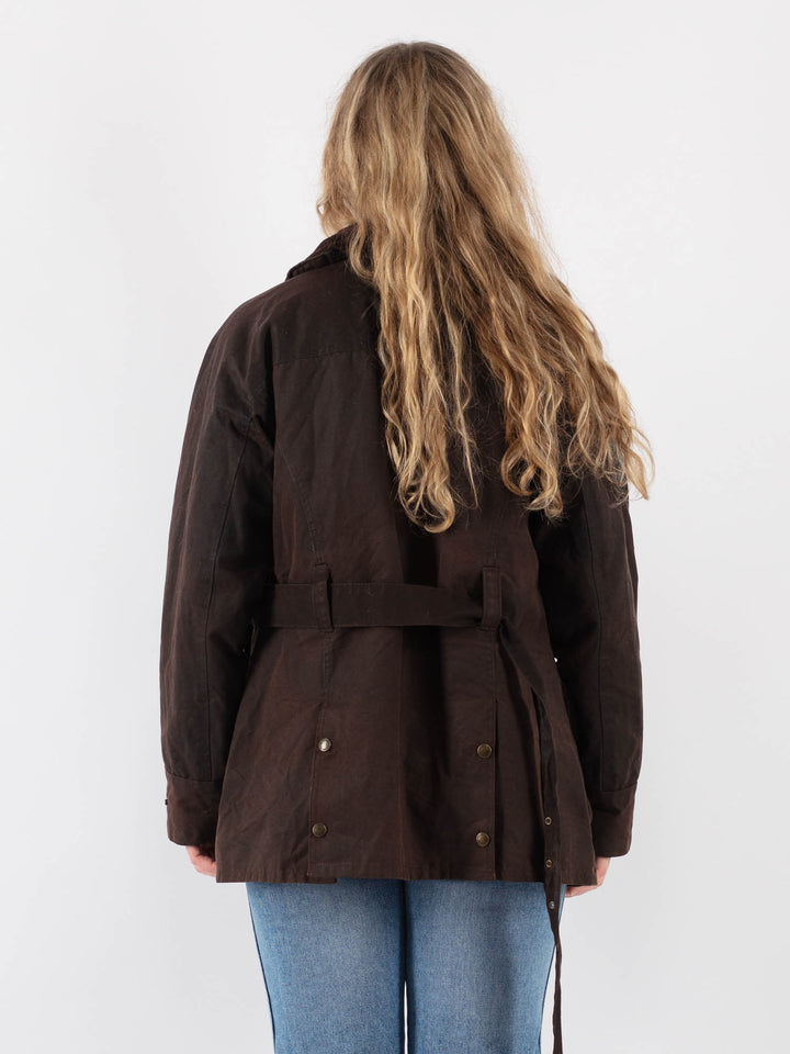Vintage 90's Women Waxed Cotton Jacket in Brown