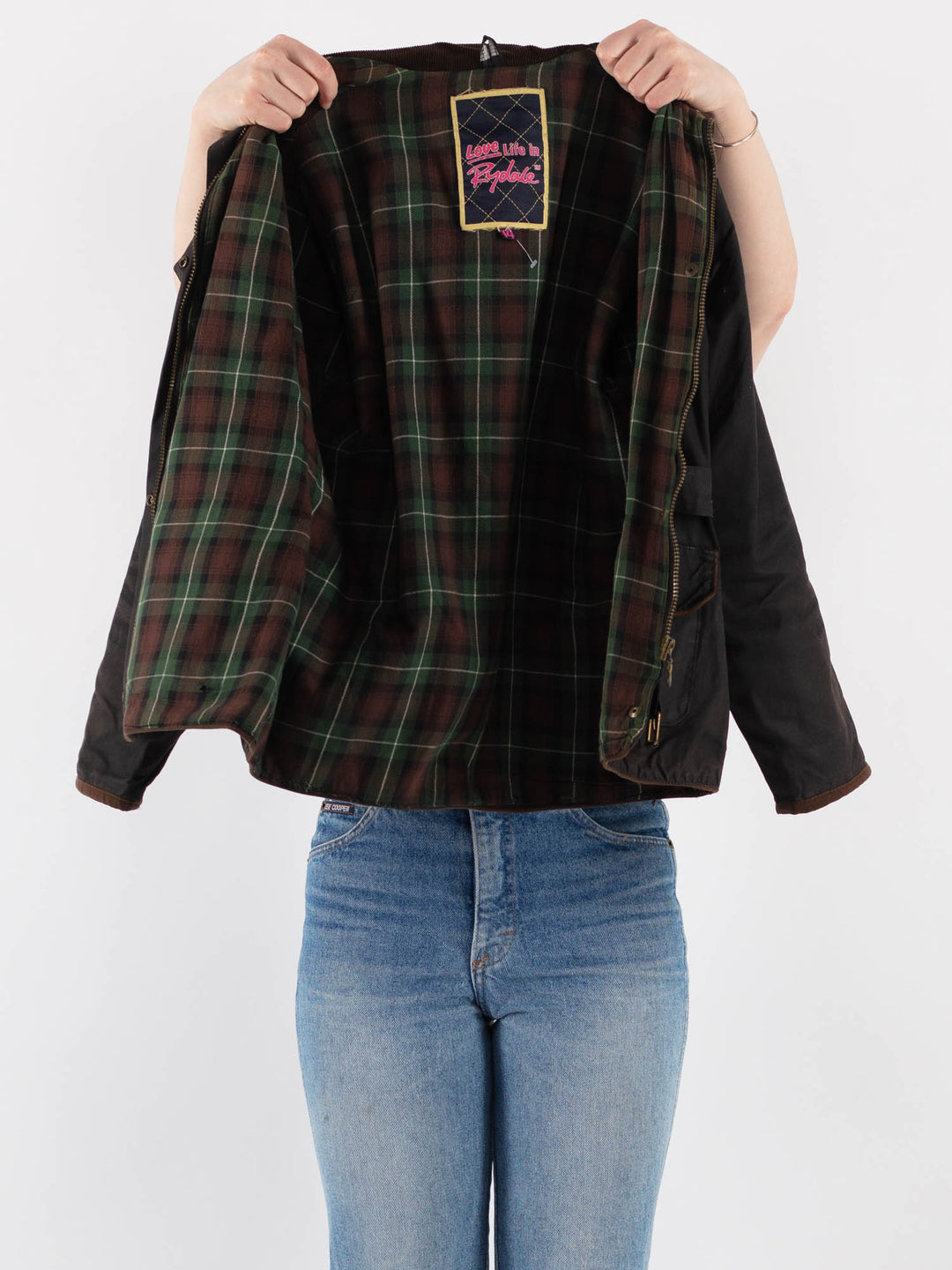 Vintage 90's Women Waxed Cotton Jacket in Black