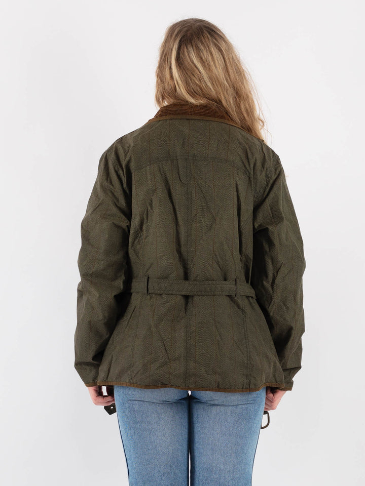 Vintage 90's Women Waxed Cotton Jacket in Green