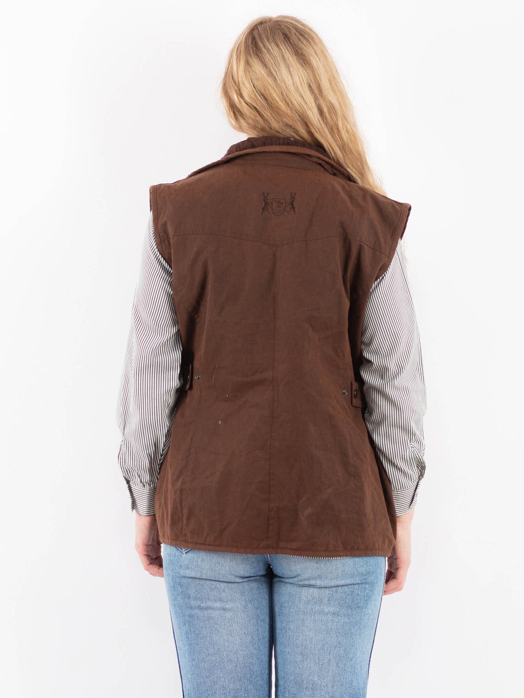 Vintage 90's Women Waxed Cotton Vest in BrownV9522