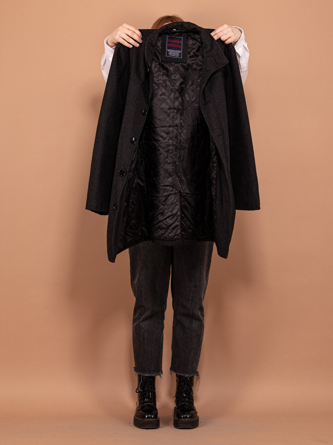 Vintage 90's Women Wool Blend Coat in Gray - NorthernGrip
