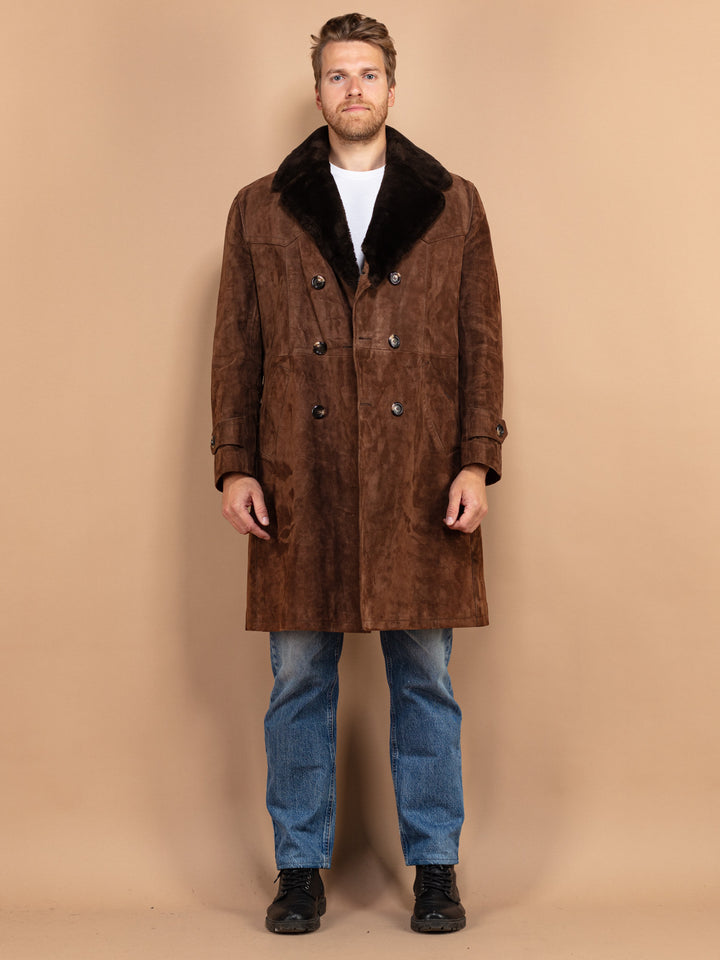 Vintage 70's Men Suede Sherpa Coat in Brown - NorthernGrip