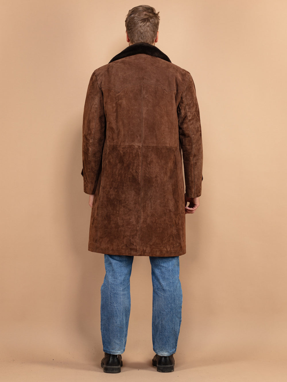 Vintage 70's Men Suede Sherpa Coat in Brown - NorthernGrip