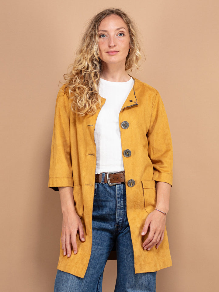 Vintage 90's Women Short Sleeve Suede Jacket in Brown - NorthernGrip