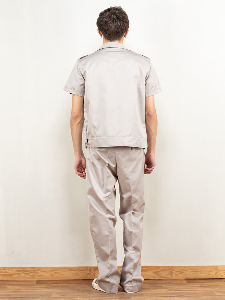 Vintage 80's Men Navy Fleet Workers Shirt in Grey - NorthernGrip