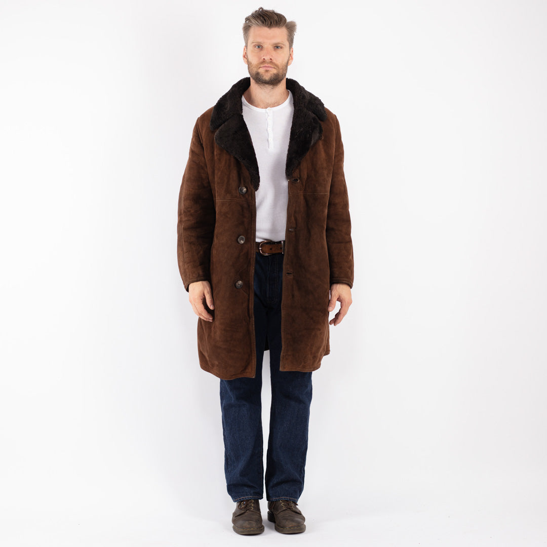 Vintage 70's Men Sheepskin Coat in Brown