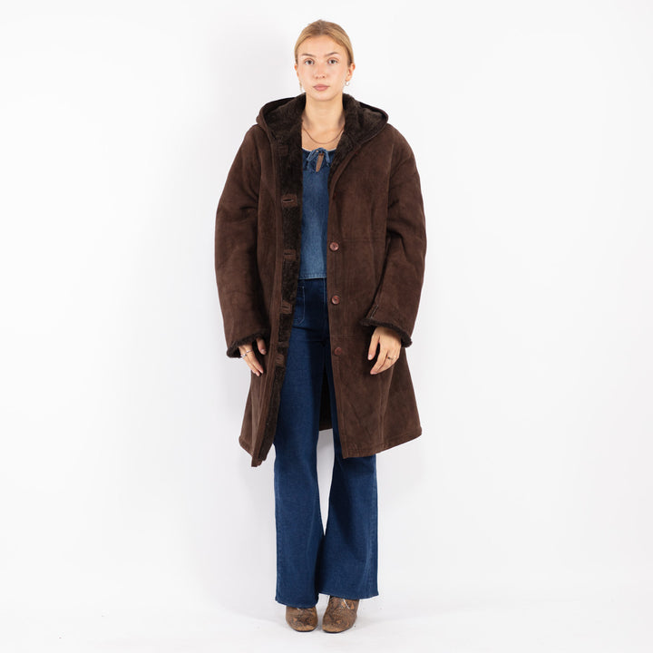 Vintage 70's Women Sheepskin Coat in Brown