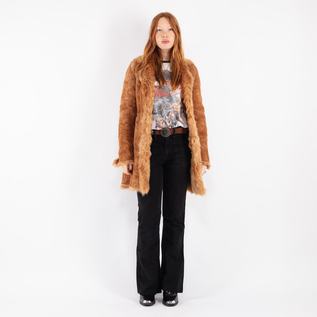 Vintage 70's Women Sheepskin Coat in Brown
