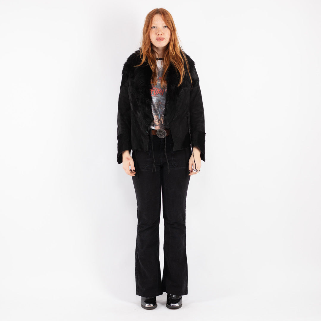 Vintage 90's Women Suede Jacket in Black