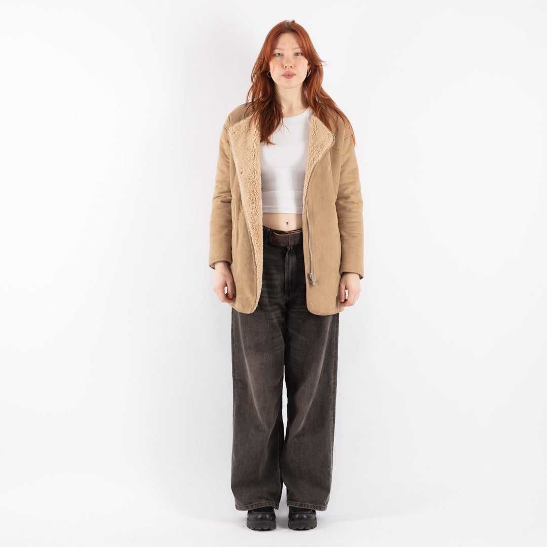 Vintage 00's Women Faux Sheepskin Jacket in BeigeV8536