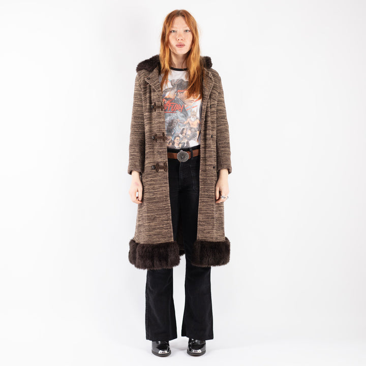 Vintage 90. gadu sieviešu Penny Lane stila mētelis brūnā krāsā