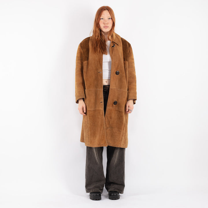 Vintage 70's Women Sheepskin Coat in Brown