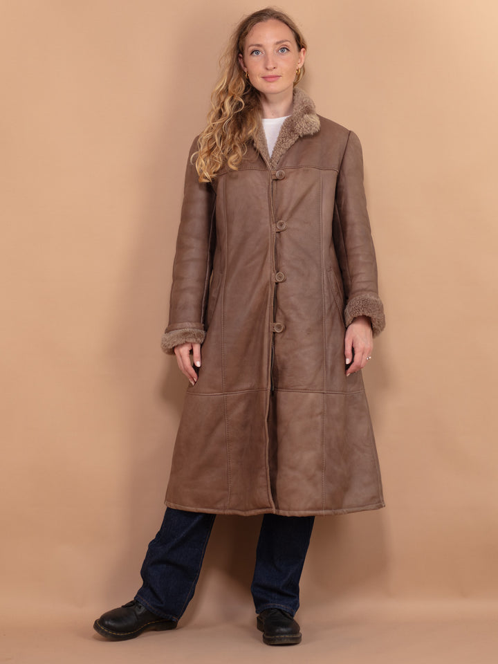 Vintage 70's Women Sheepskin Coat in Brown - NorthernGrip