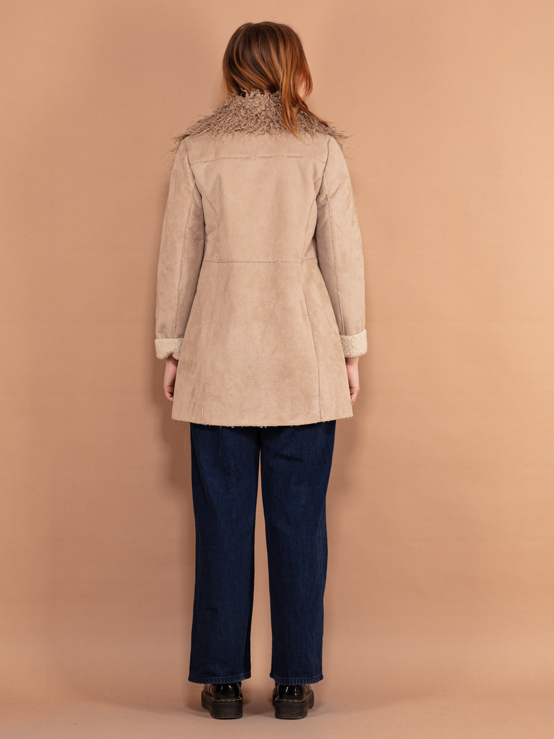 Vintage 00's Women Faux Sheepskin Coat in Beige - NorthernGrip